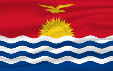 Kiribati gerçekçi sallama bayrağı, Kiribati, sallama bayrağı, yüksek çözünürlüklü Kumaş dokulu akan bayrağı, vektör eps10