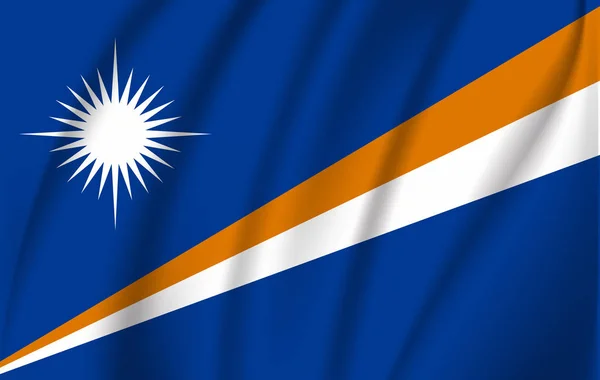 Bandera ondeante realista de las Islas Marshall, la bandera ondeante de las Islas Marshall, bandera de flujo texturizado de tela de alta resolución, vector EPS10 — Vector de stock