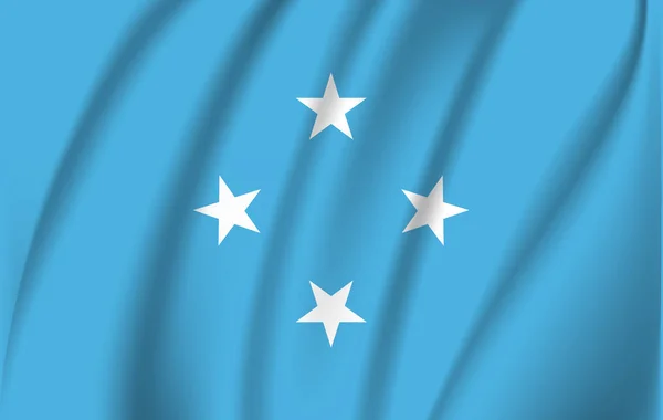 Reális integetett zászlaja Mikronézia, a integetett zászlaja Mikronéziai, nagy felbontású Fabric textúrájú lobogó zászló, vektor Eps10 — Stock Vector