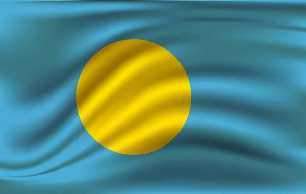 Realistic waving flag of Palau, the Waving Flag of Palau, high resolution Fabric textured flowing flag, vector EPS10 — стоковый вектор