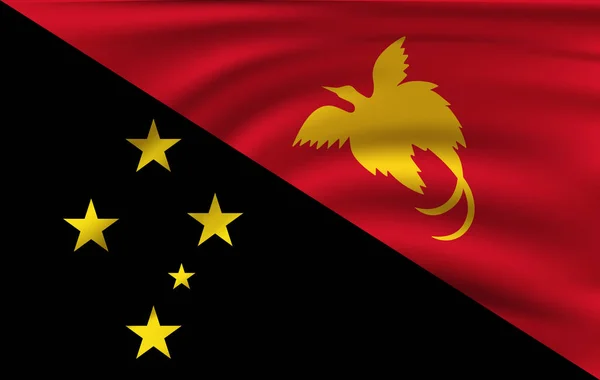 巴布亚新几内亚的现实的挥动的旗子巴布亚新几内亚的波浪的旗子高分辨率织品纹理流动的旗子, 向量 Eps10 — 图库矢量图片