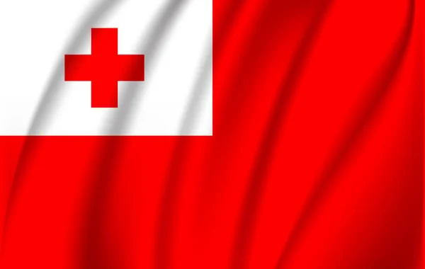 Realistiska vinka flagga Tonga, den vinka flagga av Tonga, hög upplöst Fabric texturerat flödande flagga, vektor Eps10 — Stock vektor