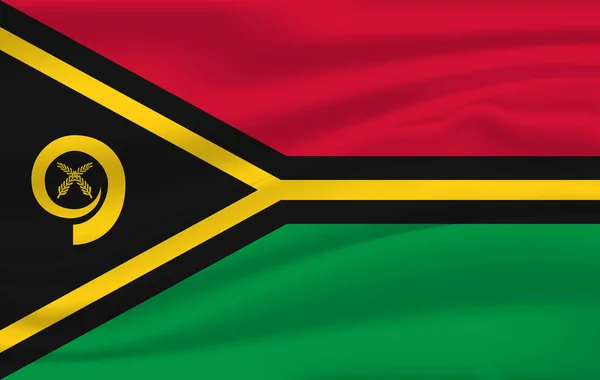 Drapeau agitant réaliste de Vanuatu, Drapeau agitant de Vanuatu, Drapeau fluide texturé en tissu haute résolution, vecteur EPS10 — Image vectorielle