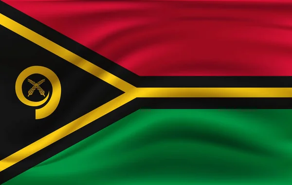 Drapeau agitant réaliste de Vanuatu, Drapeau agitant de Vanuatu, Drapeau fluide texturé en tissu haute résolution, vecteur EPS10 — Image vectorielle