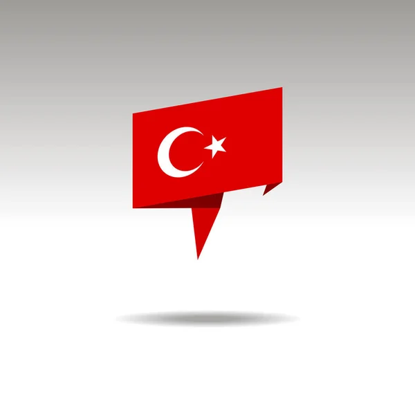 Gri bir arka planda Türkiye bayrağı ile Origami tarzında konum atamasını grafik gösterimi — Stok Vektör