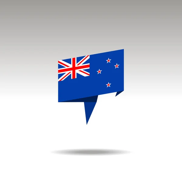 Representação gráfica da designação do local no estilo origami com uma bandeira NOVA ZELÂNDIA em um fundo cinza — Vetor de Stock