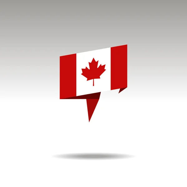 灰色の背景に国旗カナダを持つ折り紙スタイルでの場所の指定のグラフィック表現 — ストックベクタ