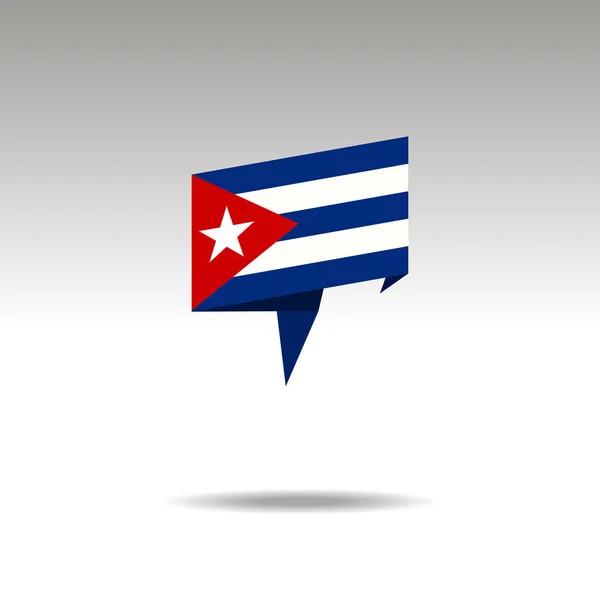 Représentation graphique de la désignation de l'emplacement dans le style origami avec un drapeau CUBA sur un fond gris — Image vectorielle