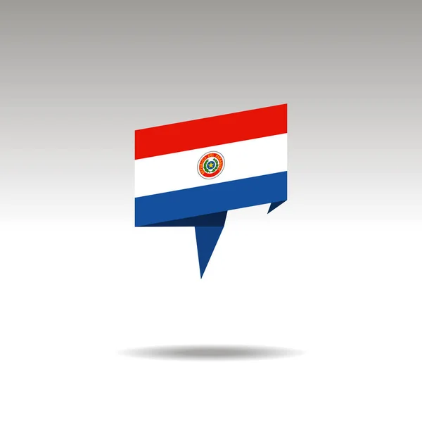 Representação gráfica da designação do local no estilo origami com uma bandeira PARAGUAY em um fundo cinza — Vetor de Stock