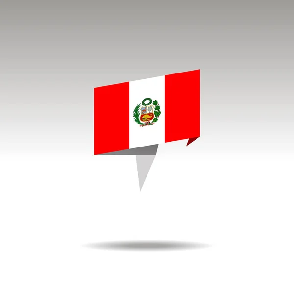 Grafická reprezentace označení místa ve stylu origami s vlajkou Peru na šedém pozadí — Stockový vektor
