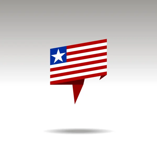 Grafická reprezentace označení místa ve stylu origami s vlajkou Libérie na šedém pozadí — Stockový vektor