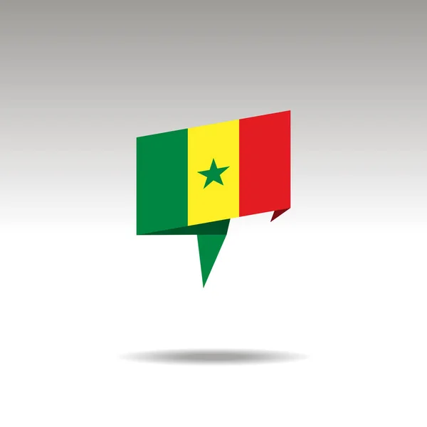 Representación gráfica de la designación del lugar en el estilo origami con una bandera SENEGAL sobre un fondo gris — Vector de stock