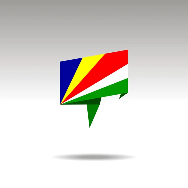Παραστατική απεικόνιση της ονομασίας τοποθεσίας σε στυλ οριγκάμι με σημαία Σεϋχελλών σε γκρίζο φόντο — Διανυσματικό Αρχείο