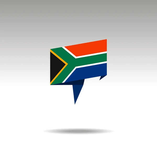 Grafische weergave van de locatie aanduiding in de origami stijl met een vlag Zuid-Afrika op een grijze achtergrond — Stockvector