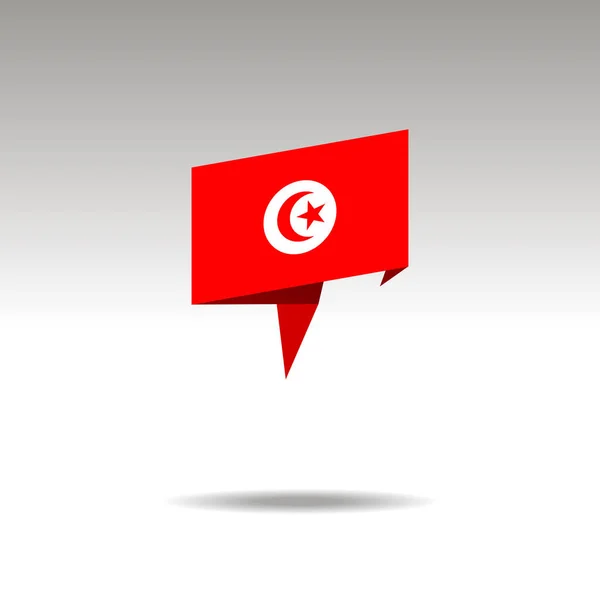 Grafikai ábrázolása a Helymegjelölés az origami stílusban a zászló Tunézia a szürke háttér — Stock Vector