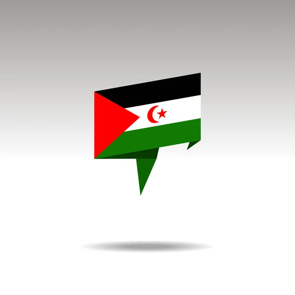 Grafische Darstellung der Ortsbezeichnung im Origami-Stil mit einer Flagge Western Sahara auf grauem Hintergrund — Stockvektor