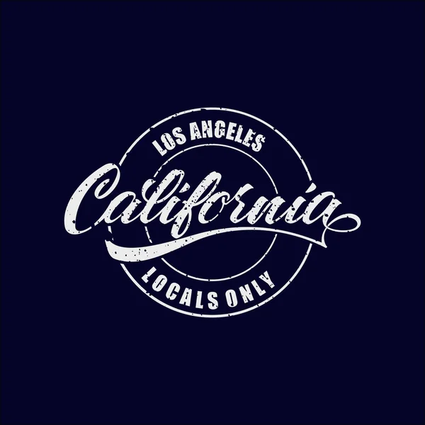 Vintage Hand lettered textured Los Angeles California Locals Only impresión de moda de ropa de camiseta. Diseño de tipo personalizado. Composición tipográfica dibujada a mano. Cartel de arte de decoración de pared hecha a mano . — Vector de stock