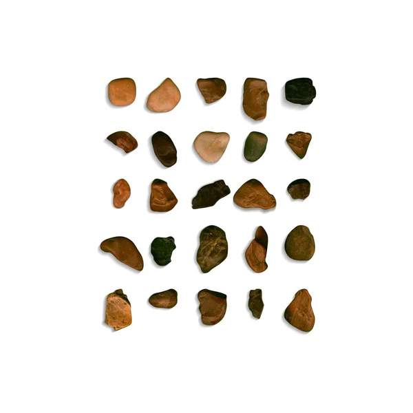 Коллекция камней. Камни из камня с мягкой тенью на белом фоне — стоковый вектор