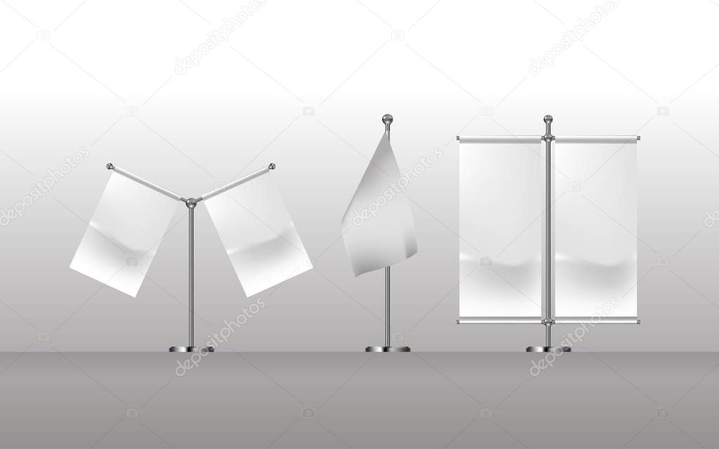 Blank White Flags Pocket Table Vector.