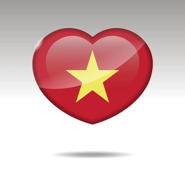 Amor símbolo de Vietnam. Icono bandera del corazón . — Vector de stock