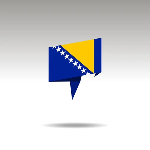 Representación gráfica de la designación de la ubicación en el estilo origami con una bandera BOSNIA sobre un fondo gris — Archivo Imágenes Vectoriales