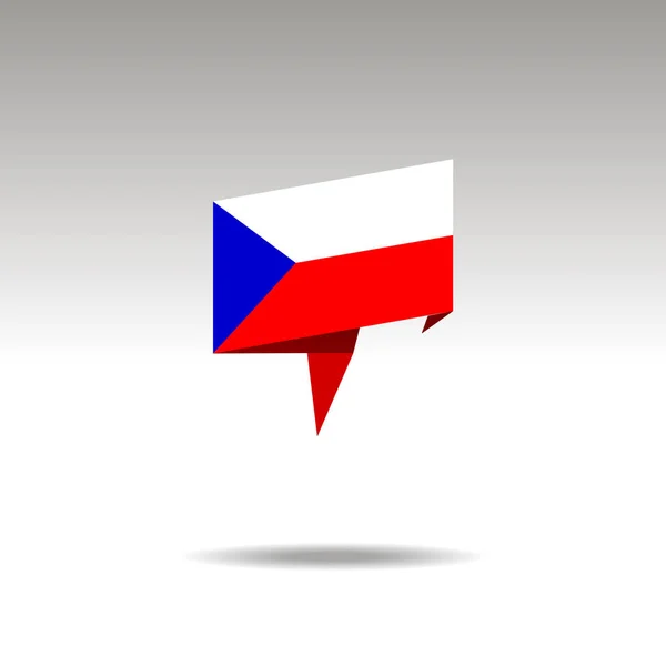 Grafická reprezentace označení místa ve stylu origami s vlajkou České republiky na šedém pozadí — Stockový vektor