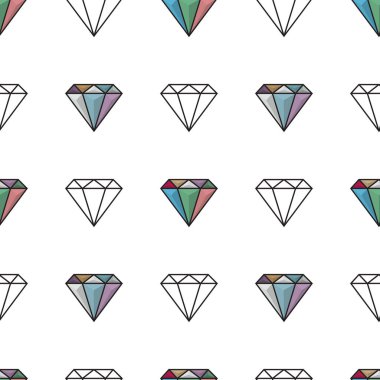 beyaz arka plan üzerinde vektör glamour moda Elmas dikişsiz desen. 10 eps