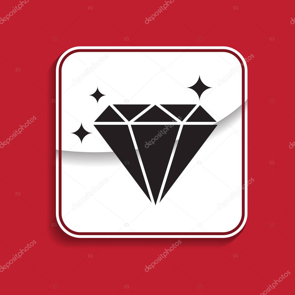 Diamond badge. Internet button on red background. 10 eps