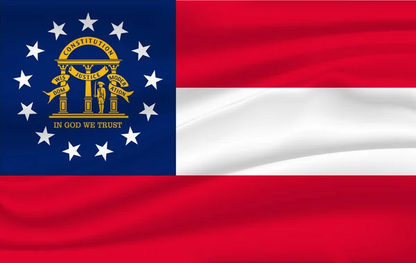 La bandera nacional de Georgia. El símbolo del estado en la tela de algodón ondulado. Ilustración vectorial realista. 10 eps — Vector de stock