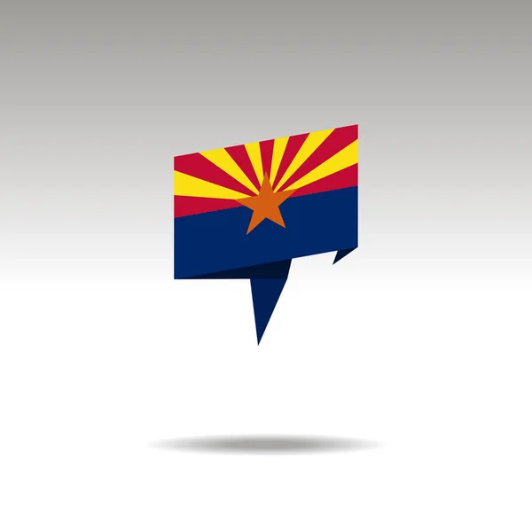 Grafische voorstelling van de locatie-aanduiding in de origami-stijl met een vlag Arizona op een grijze achtergrond — Stockvector