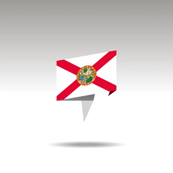Representación gráfica de la designación de la ubicación en el estilo de origami con una bandera de Florida sobre un fondo gris — Vector de stock