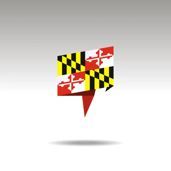 Representación gráfica de la designación del lugar en el estilo de origami con una bandera Maryland sobre un fondo gris — Vector de stock