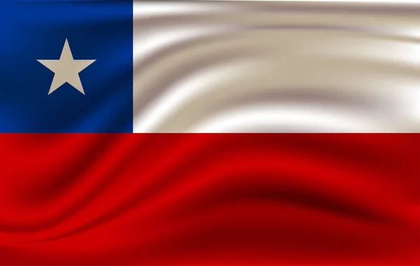 Gerçekçi dalgalanan bayrak dalgalanan bayrak Şili, yüksek çözünürlüklü akan bayrak, Kumaş dokulu Eps10 vektör — Stok Vektör