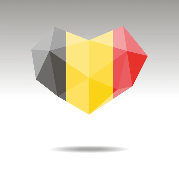 Vector Crystal ädelsten smycken hjärta med flagga Belgien. Platt logotyp stil är en symbol för Belgien kärlek. Konstitutionsdag. — Stock vektor