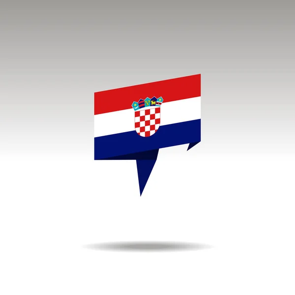 Grafische weergave van de locatie aanduiding in de origami stijl met een vlag CROATIA op een grijze achtergrond — Stockvector