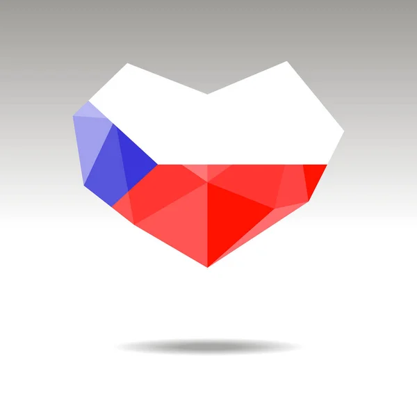 Vektor Crystal Ädelsten Smycken Hjärta Med Flaggan Tjeckien Platt Logotyp — Stock vektor