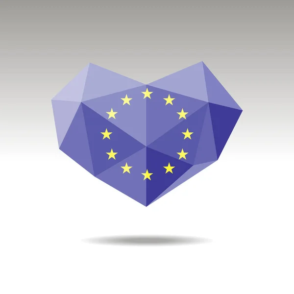 Vector Kristall Schmuckherz Mit Der Flagge Der Europäischen Union Der — Stockvektor