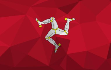 Geometrik mozaik çokgen şekilli Man Adası haritası. Soyut tesselleme, arka plan. Düşük polivektör illüstrasyonu EPS10