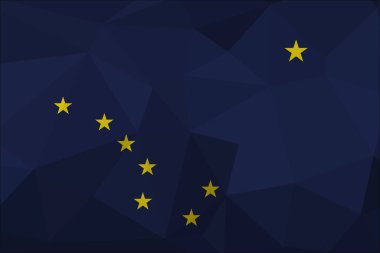 Geometrik, mozaik çokgen şeklinde ALASKA bayrak haritası. Soyut tesselleme, arka plan. Düşük polivektör illüstrasyonu EPS10