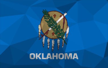 Oklahoma bayrak haritası geometrik, mozaik çokgen tarzda. Soyut tesselleme, arka plan. Düşük polivektör illüstrasyonu EPS10