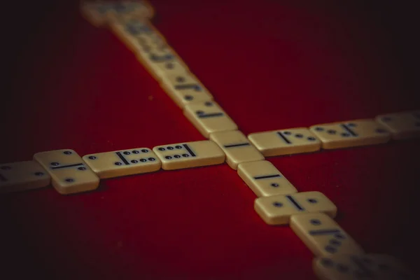 Jogo Interessante Antigo Jogo Lógica Tabuleiro Dados Dominó Para Lazer — Fotografia de Stock