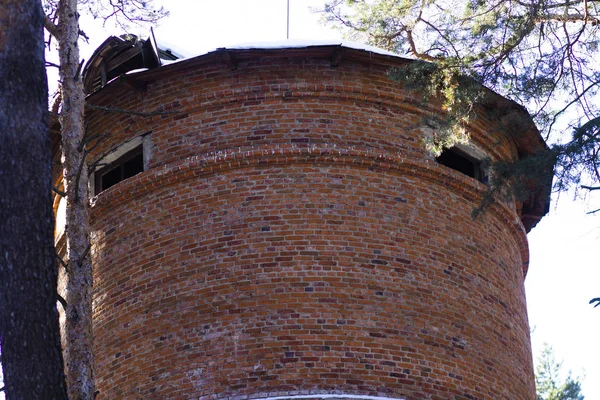 Antik Kırmızı Kil Tuğla Bina Eski Duvar — Stok fotoğraf