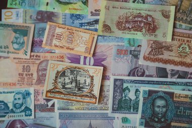 Asya ve Latin Amerika para çeşitli kağıt notları