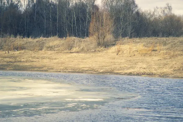 Derretendo Gelo Pequeno Lago Primavera Rússia — Fotografia de Stock