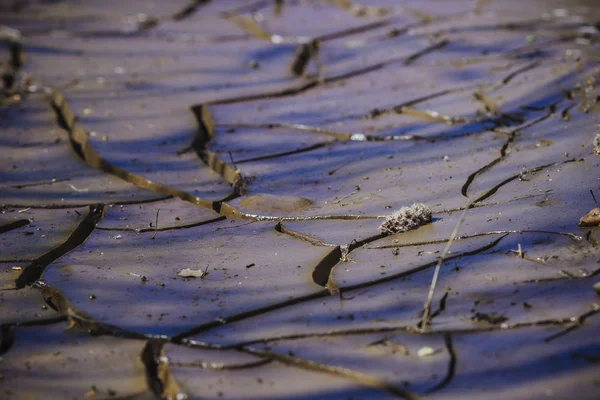 Cracks Dry Ground Road Lack Moisture — Stock Photo, Image