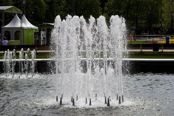 Fântână Frumoasă Apă Parcul Sokolniki Din Moscova Rusia — Fotografie, imagine de stoc