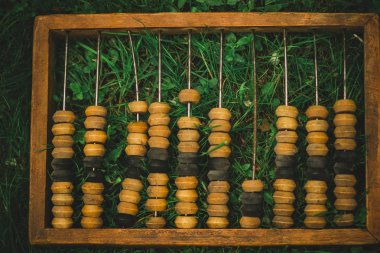 Para için eski eski vintage Sovyet ahşap abaküs