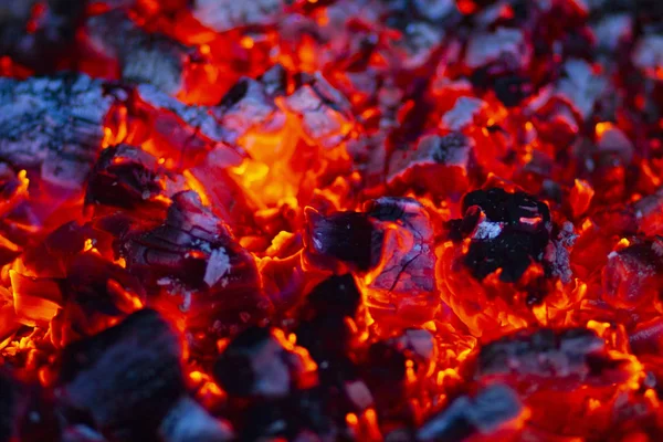 Orange Flames Red Hot Coals Fireplace Gazebo Garden — Stock Photo, Image