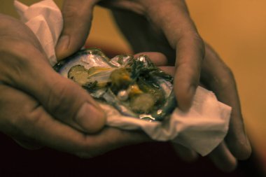 Açık bir kabuk içinde inci