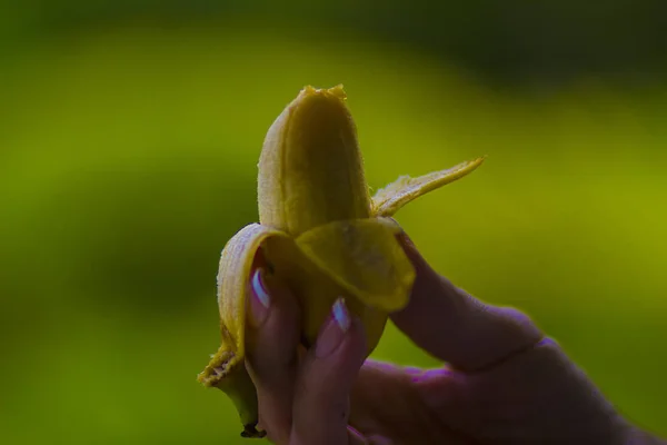 Petites Bananes Jaunes Sur Rebord Fenêtre Dans Restaurant Asiatique — Photo